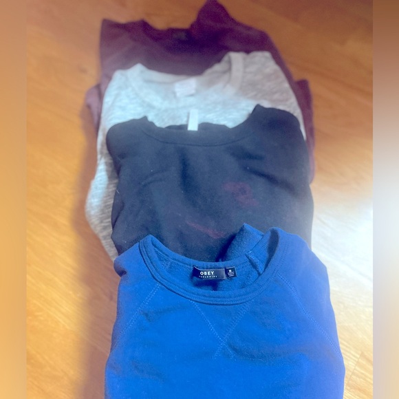 4 crew neck sweatshirts 2 RVCA 2 OBEY - Picture 1 of 7